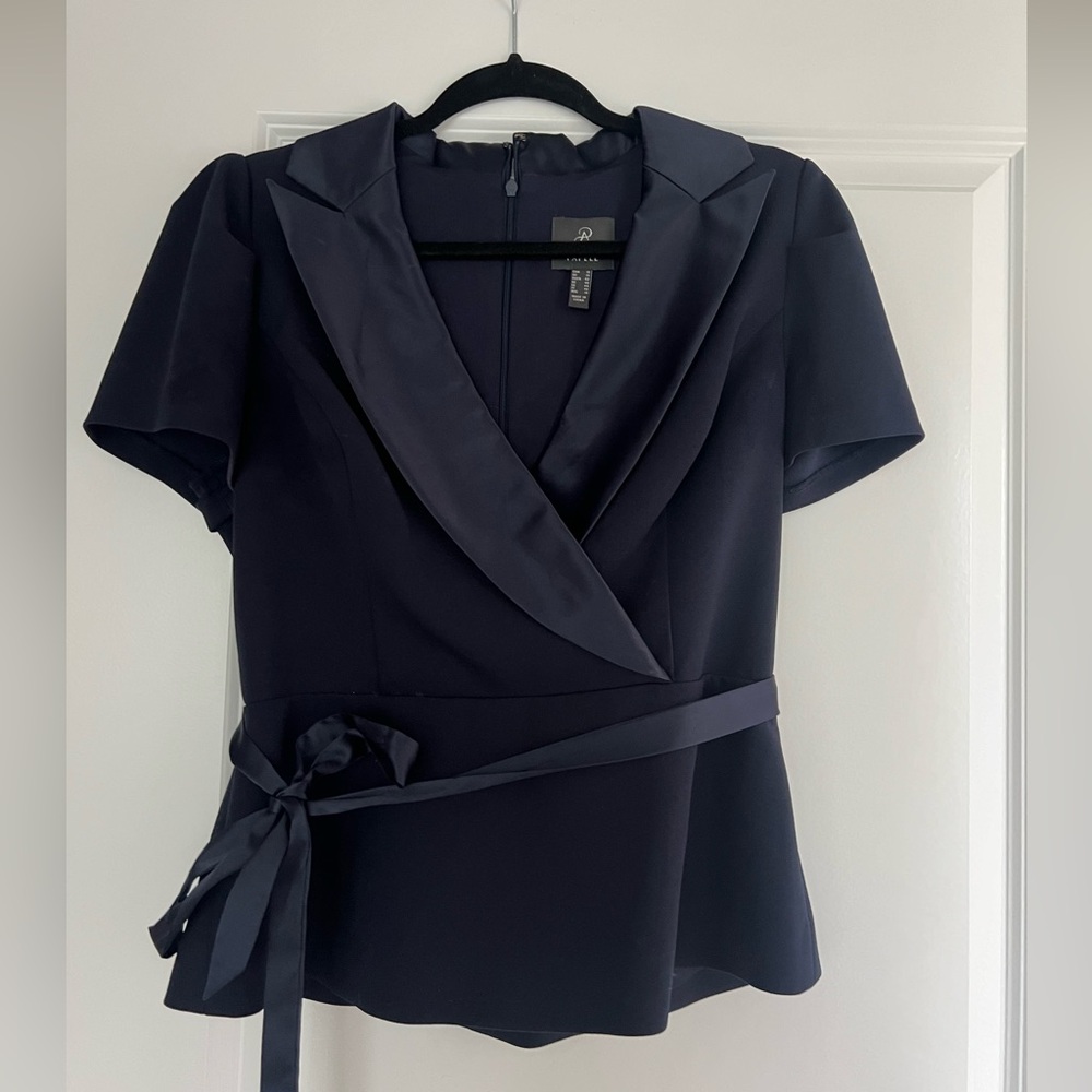 Adrianna Papell Navy Blouse with Belt